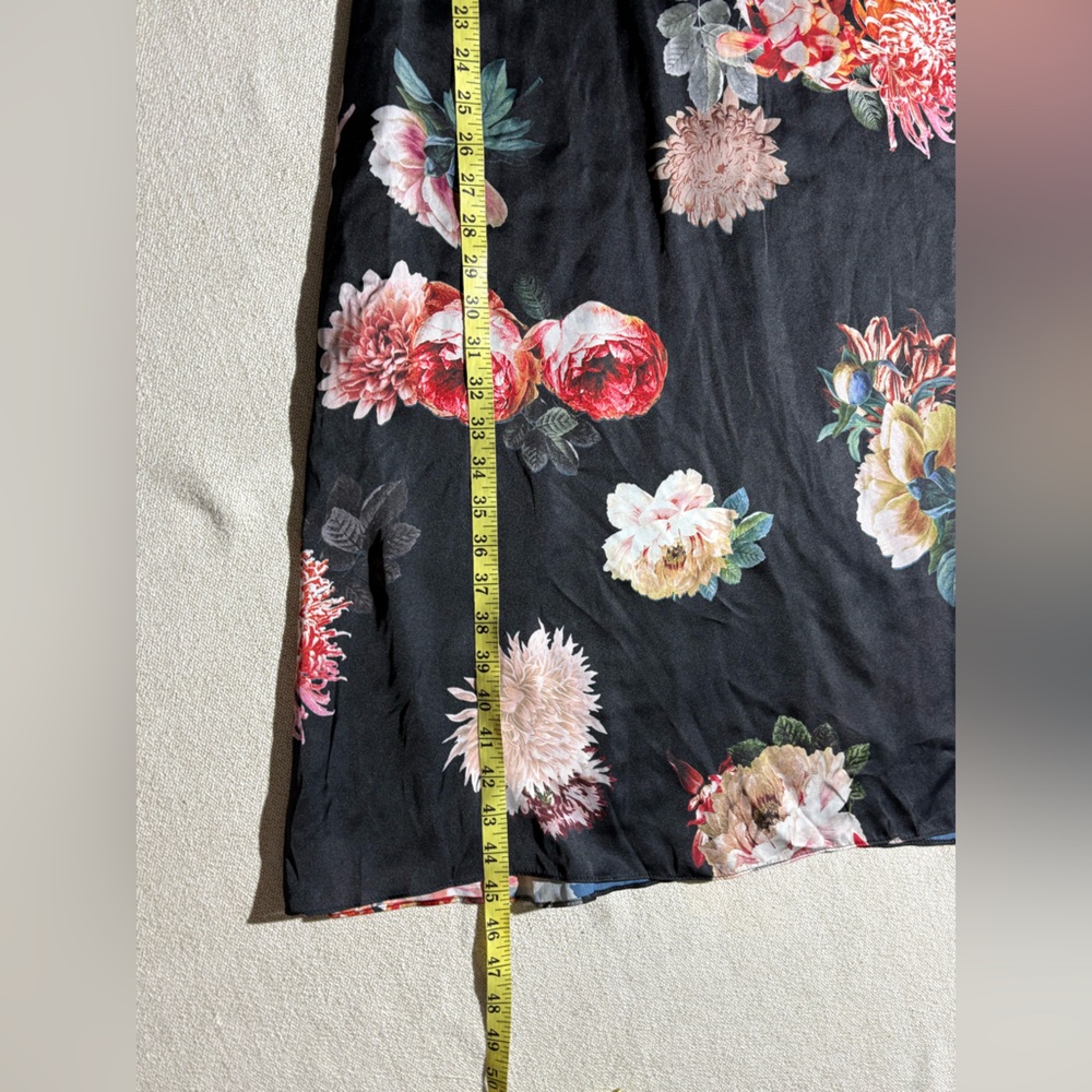 Zara Women AW17 Printed Floral Satin Midi  Dress With Mandarin Collar - Picture 7 of 9